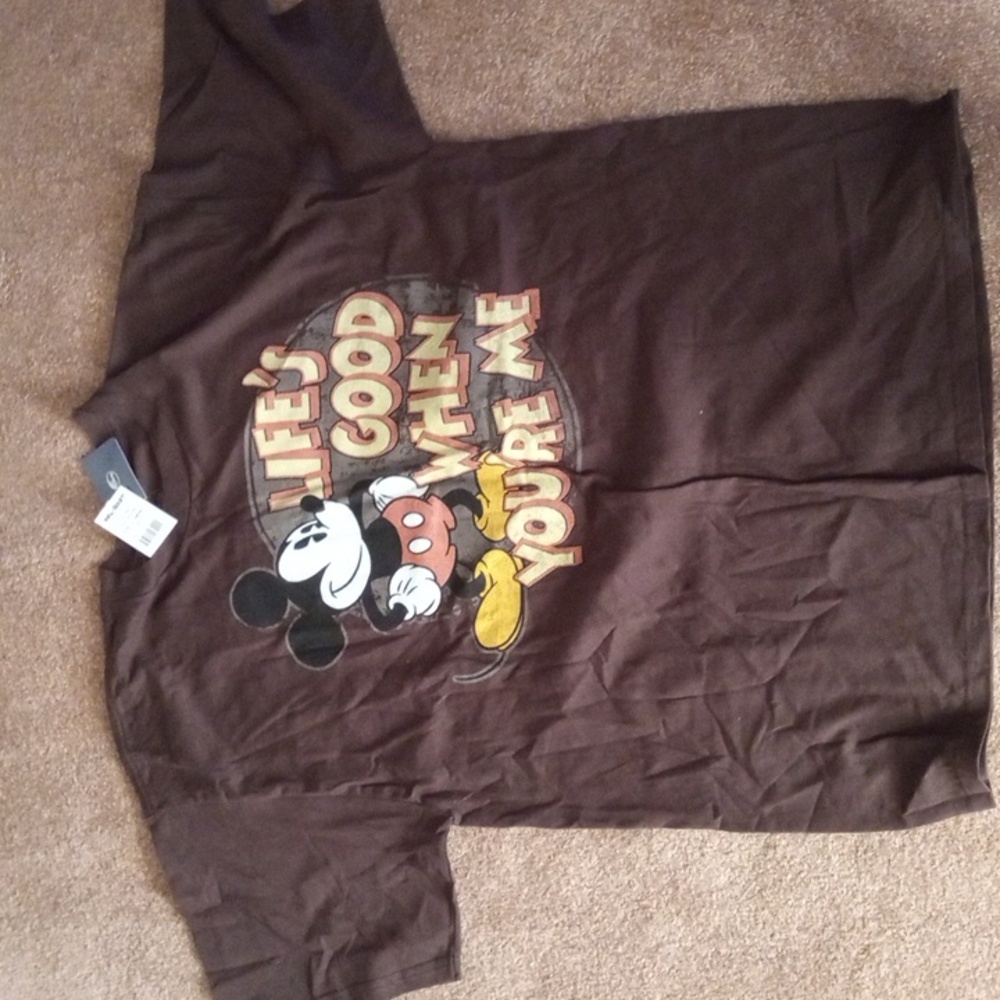 Mickey mouse life's good when you're me brown T-shirt extra large